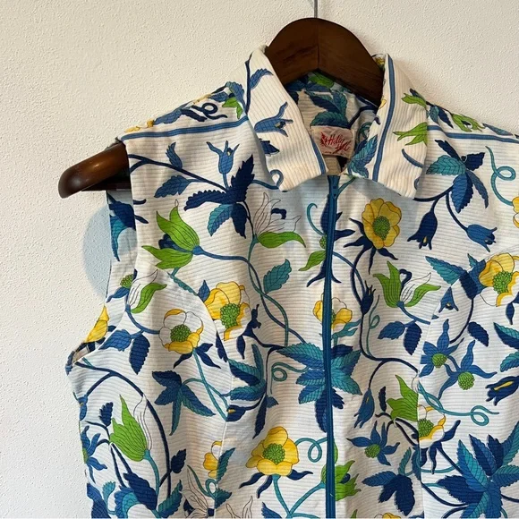 Vintage 1960s Holly Hill Floral Sleeveless Dress Jackie O Mad Men Era Pleats - Picture 2 of 14